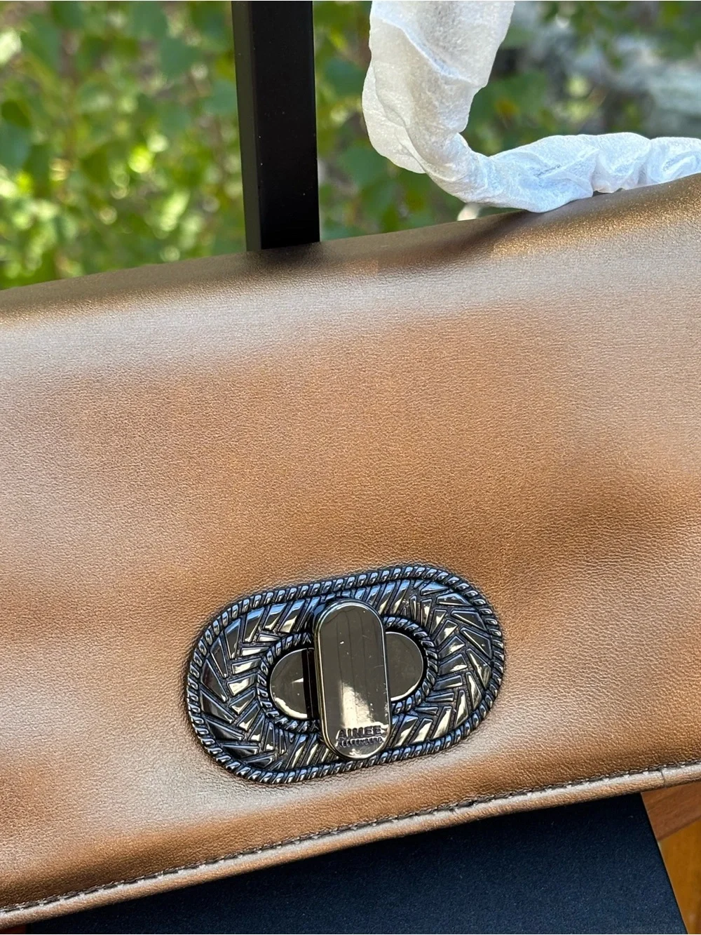 Beautiful Aimee Kestenberg Metallic Bronze Crossbody Bag with Chain Strap